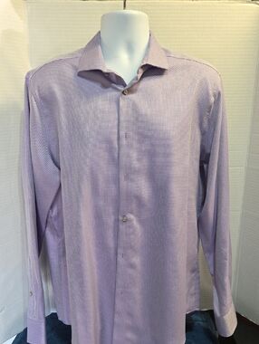 Calvin Klein Lavender Long-Sleeve, Slim Fit Dress Shirt